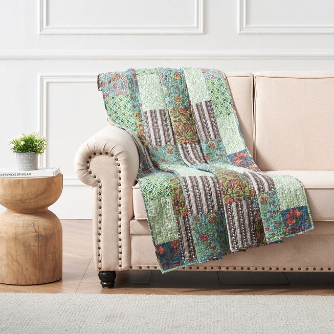 Jasmin Quilted Throw Blanket, JADE, hi-res image number null