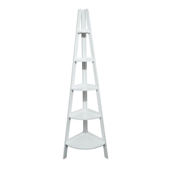 5-Shelf Corner Ladder Bookcase - White, WHITE, hi-res image number null