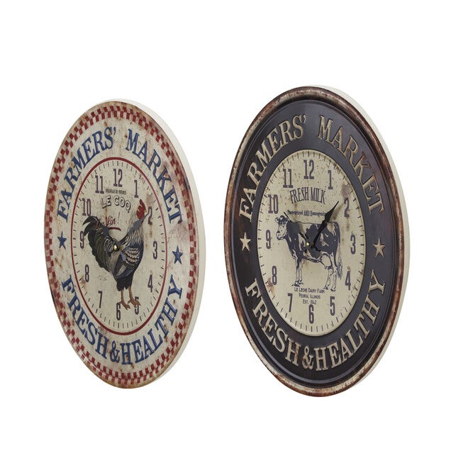 Set Of 2 Black Metal Farmhouse Wall Clock, , alternate image number 3
