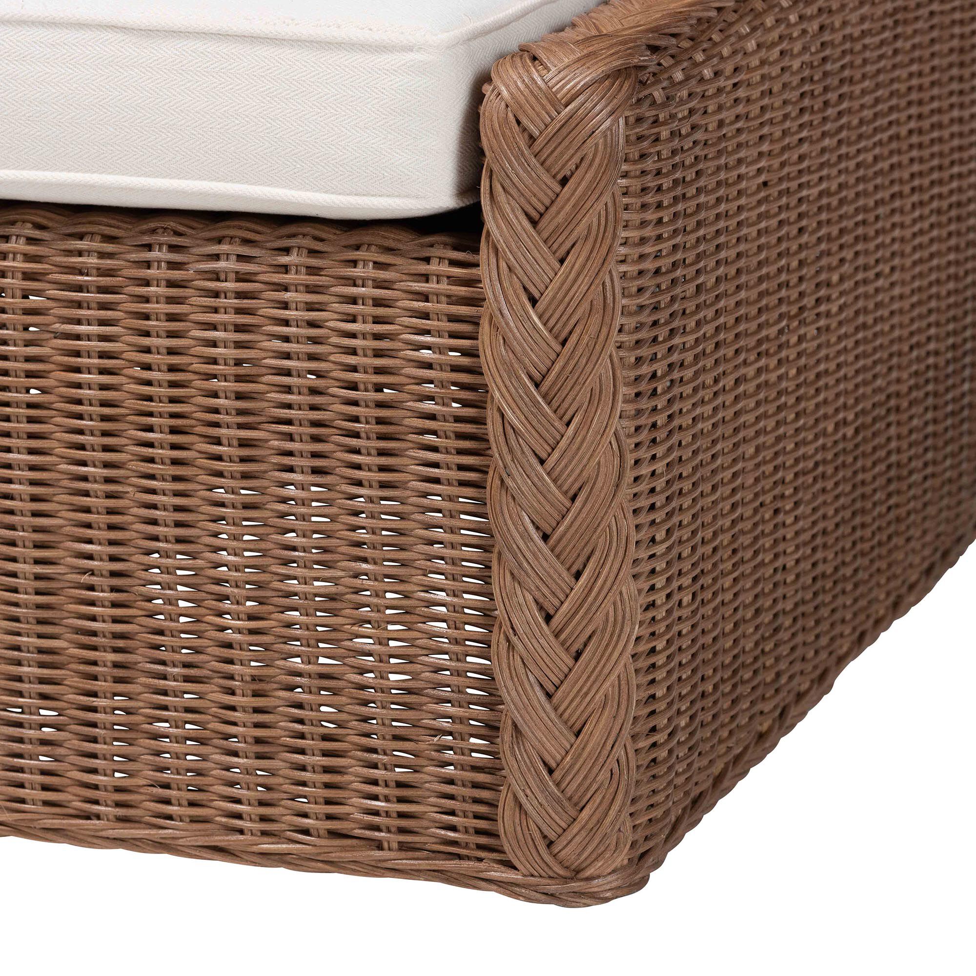 Derris Bohemian Peanut Brown Braided Rattan Footstool, BROWN, alternate image number 4