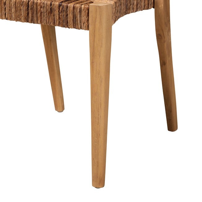 Artha Modern Bohemian Natural Brown Teak Wood And Seagrass 2-Piece Dining Chair Set, , alternate image number null