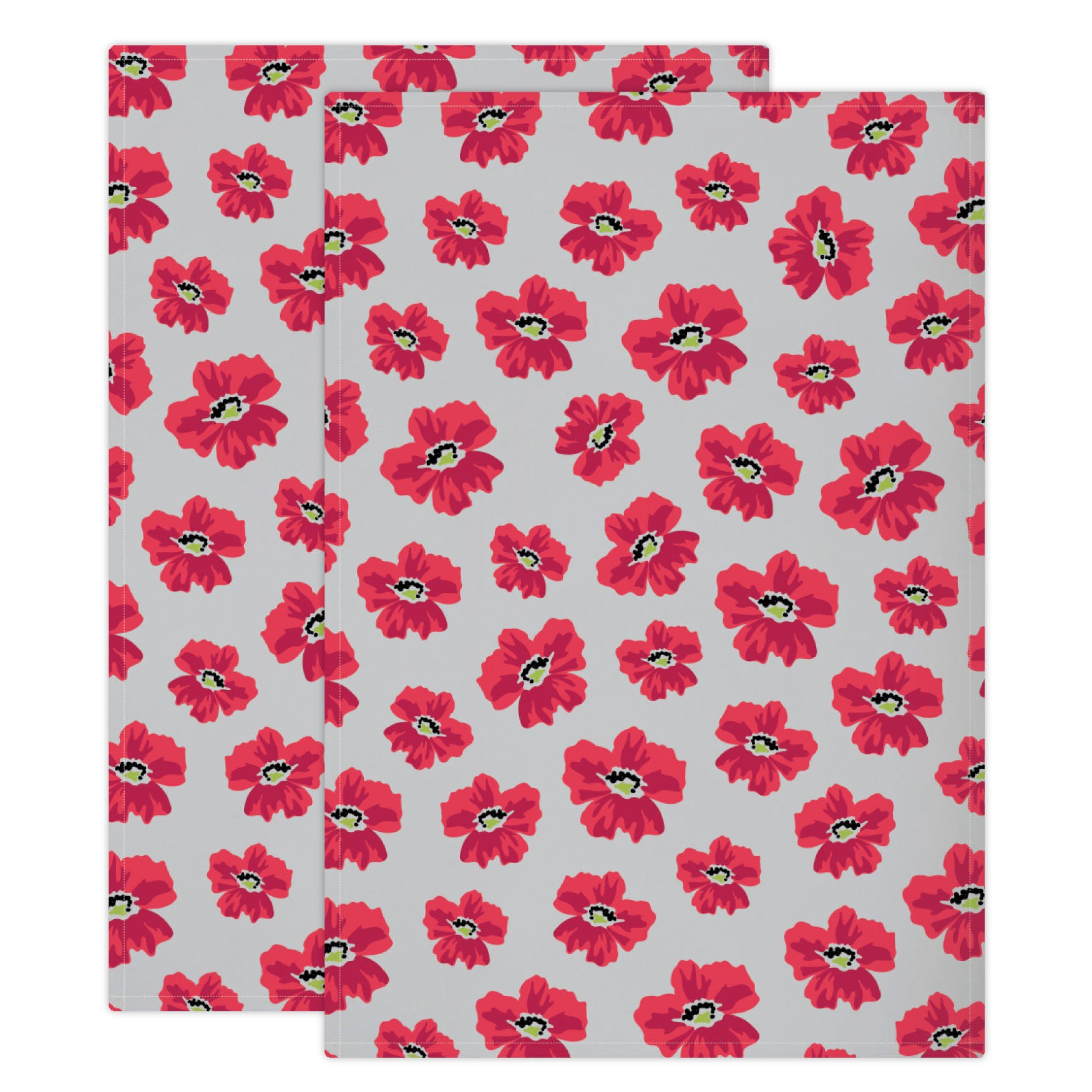 Designer Print Towel Set/2, RED FLORAL, hi-res image number 0