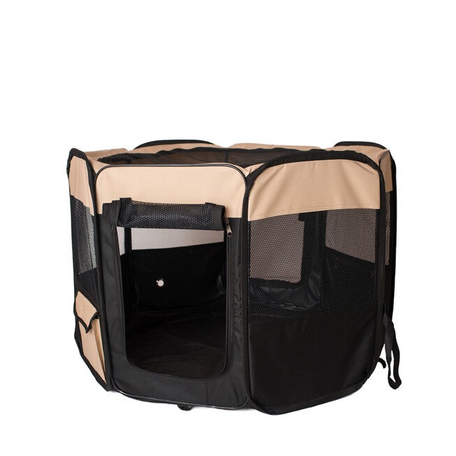 Portable Pet Dog Kitten Playpen In Black And Beige Combo, , alternate image number 8