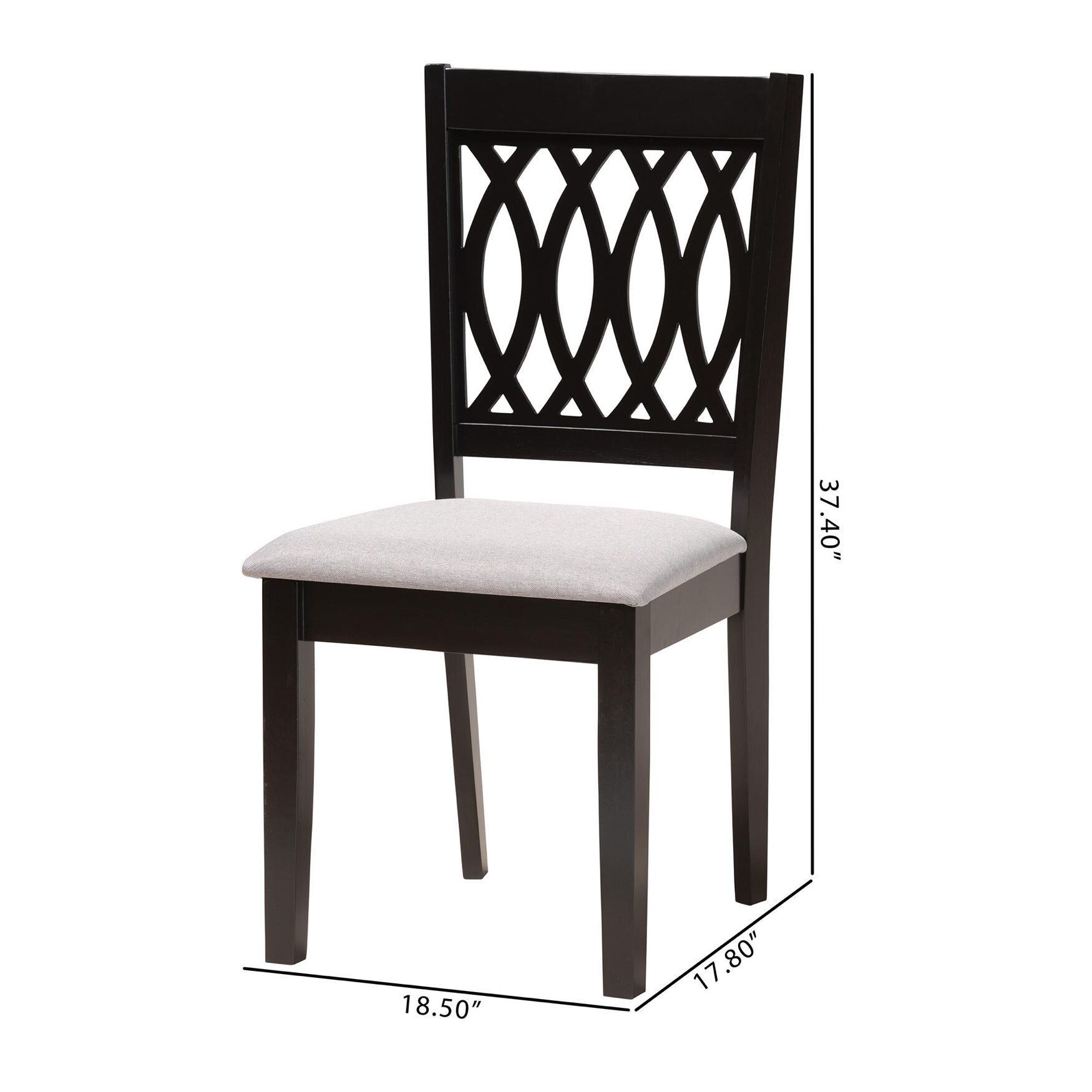 Florencia Modern Beige Fabric And Espresso Brown Finished Wood Dining Chair, , alternate image number 14