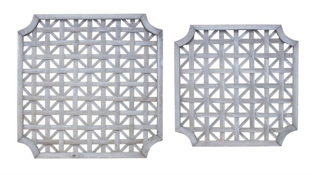 Wall Hanging (Set of 2) 23.25 inchesSQ, 27.25 inchesSQ Wood, GREY/WHITE, hi-res image number null