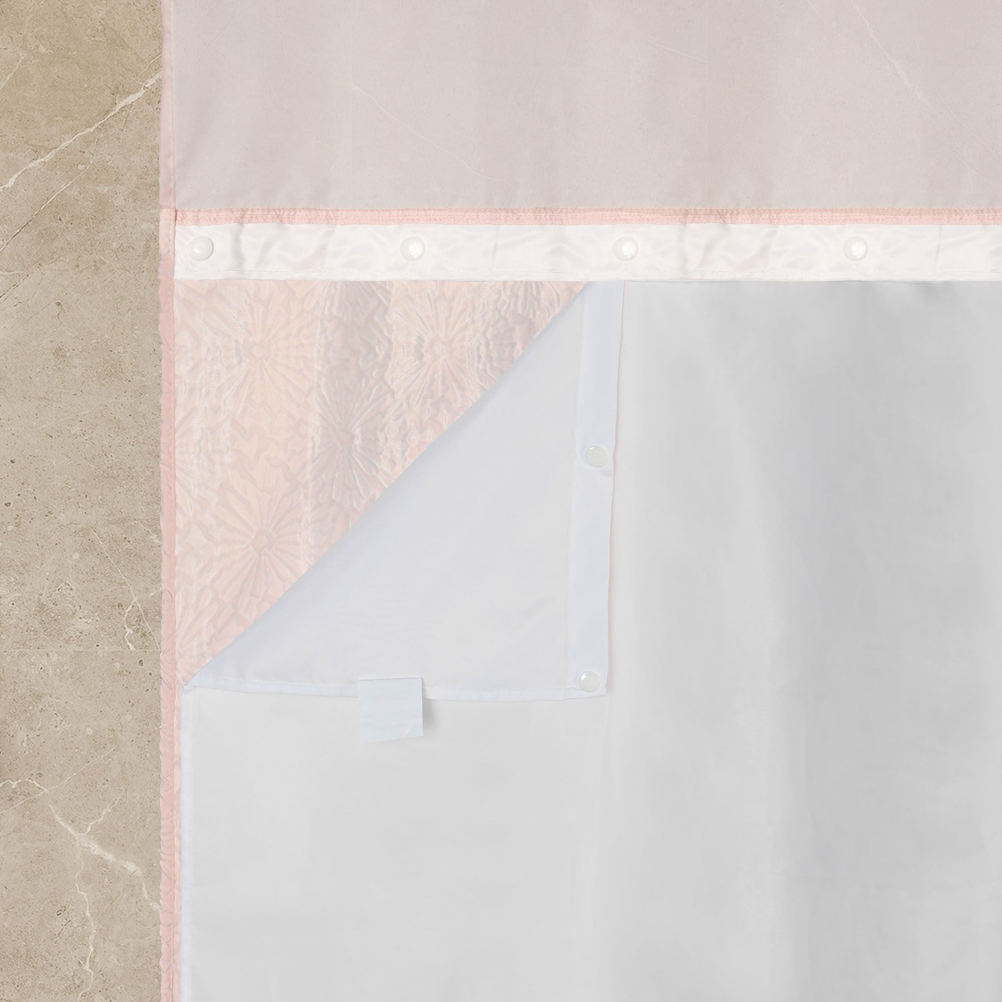 Starburst Crinkle Shower Curtain with Snap-in Liner, Hooks Included, BLUSH, alternate image number 4