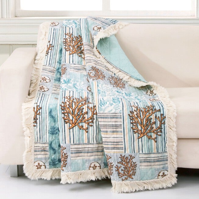 Key West Quilted Throw Blanket, SEAFOAM, hi-res image number null