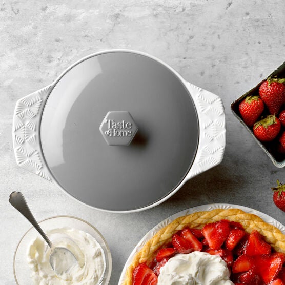 2 Quart Stoneware Round Casserole With Lid, ASH GREY, hi-res image number null