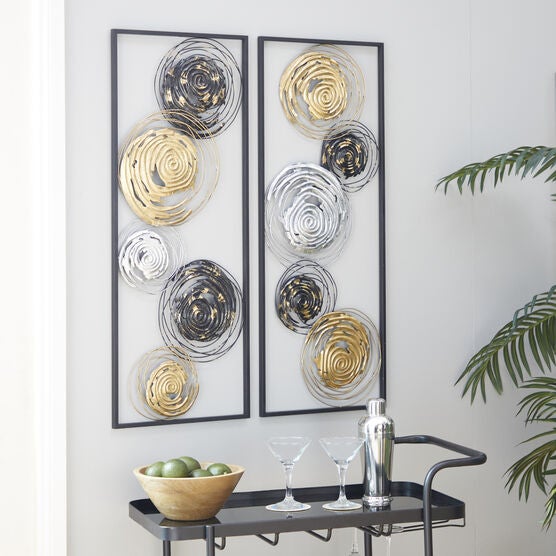 Set Of 2 Black Metal Contemporary Wall Decor, , alternate image number null
