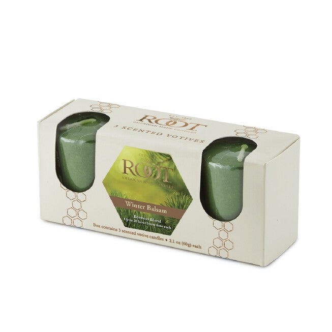 Winter Balsam Scented Votive Candle, Set 3, GREEN, hi-res image number null