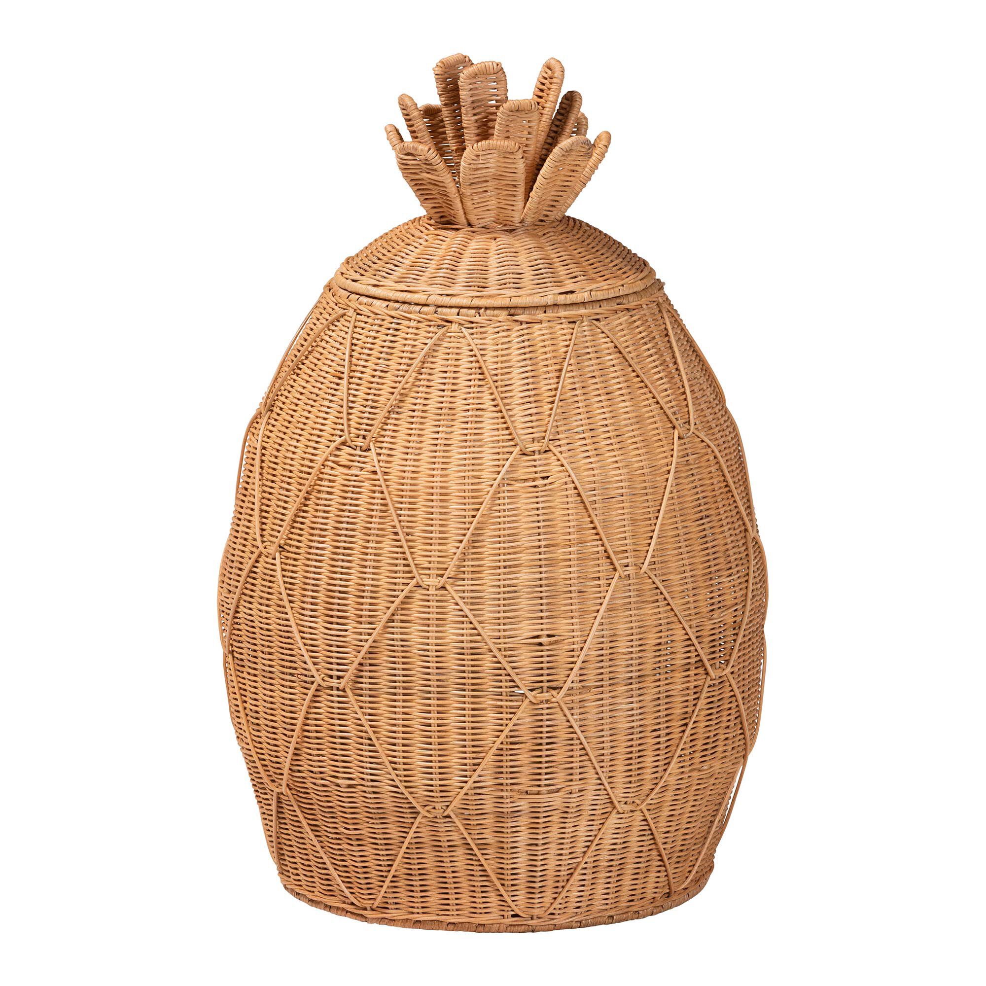 Pelham Natural Rattan Laundry Hamper, HONEY, alternate image number 1