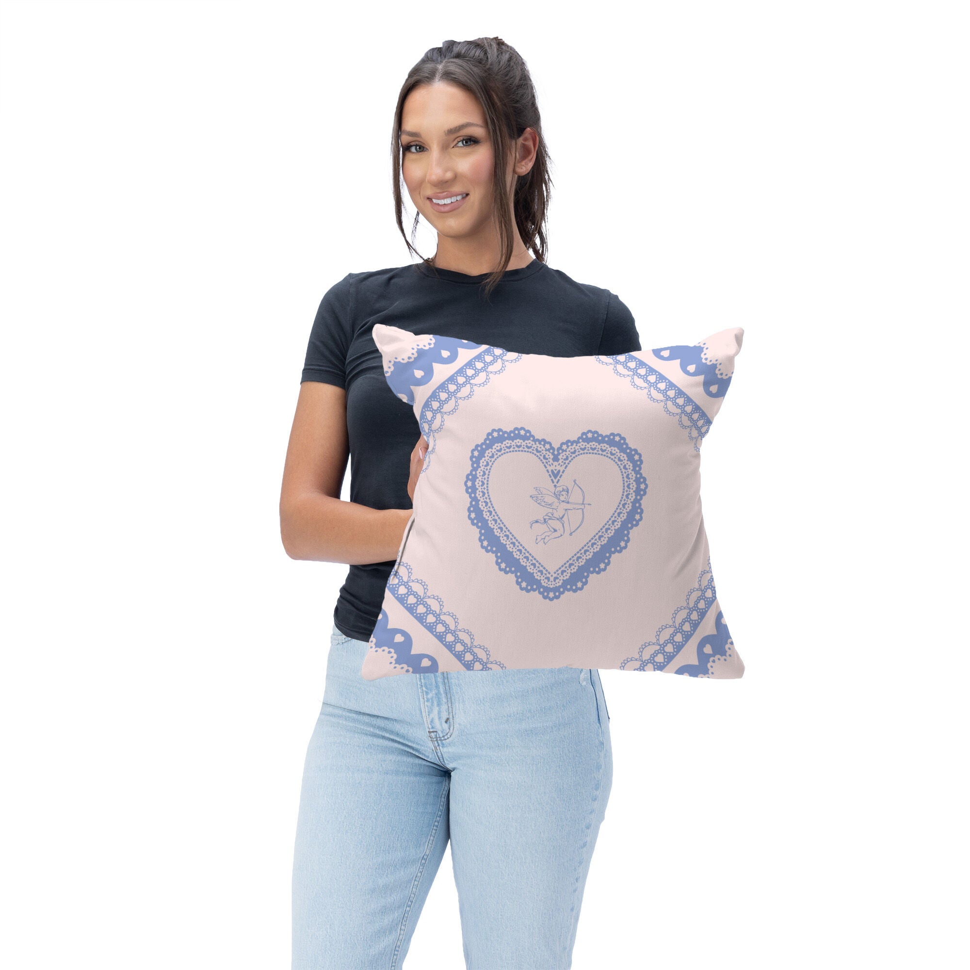 Valentine's Day Vintage Hearts Throw Pillow 18X18 Inches, HEART PILLOW, on-hover image number 1