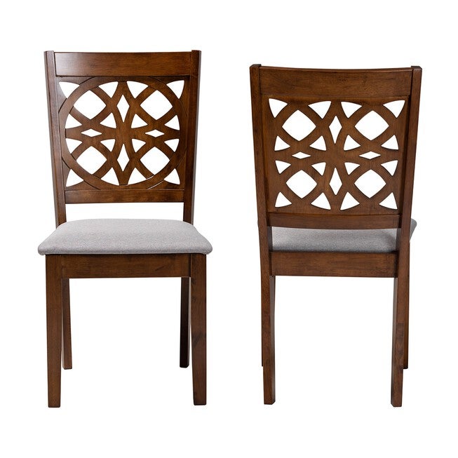 Abigail Modern Beige Fabric And Dark Brown Finished Wood 2-Piece Dining Chair Set, , alternate image number null