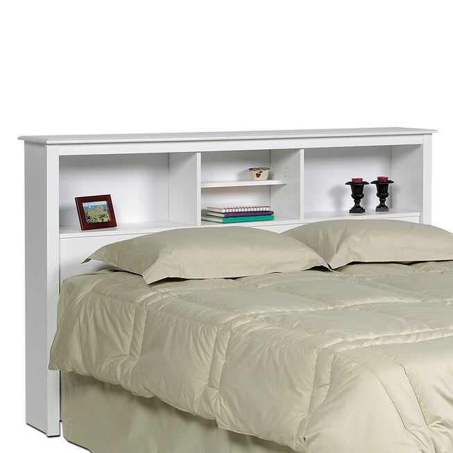 Monterey White Double / Queen Bookcase Headboard, WHITE, hi-res image number null