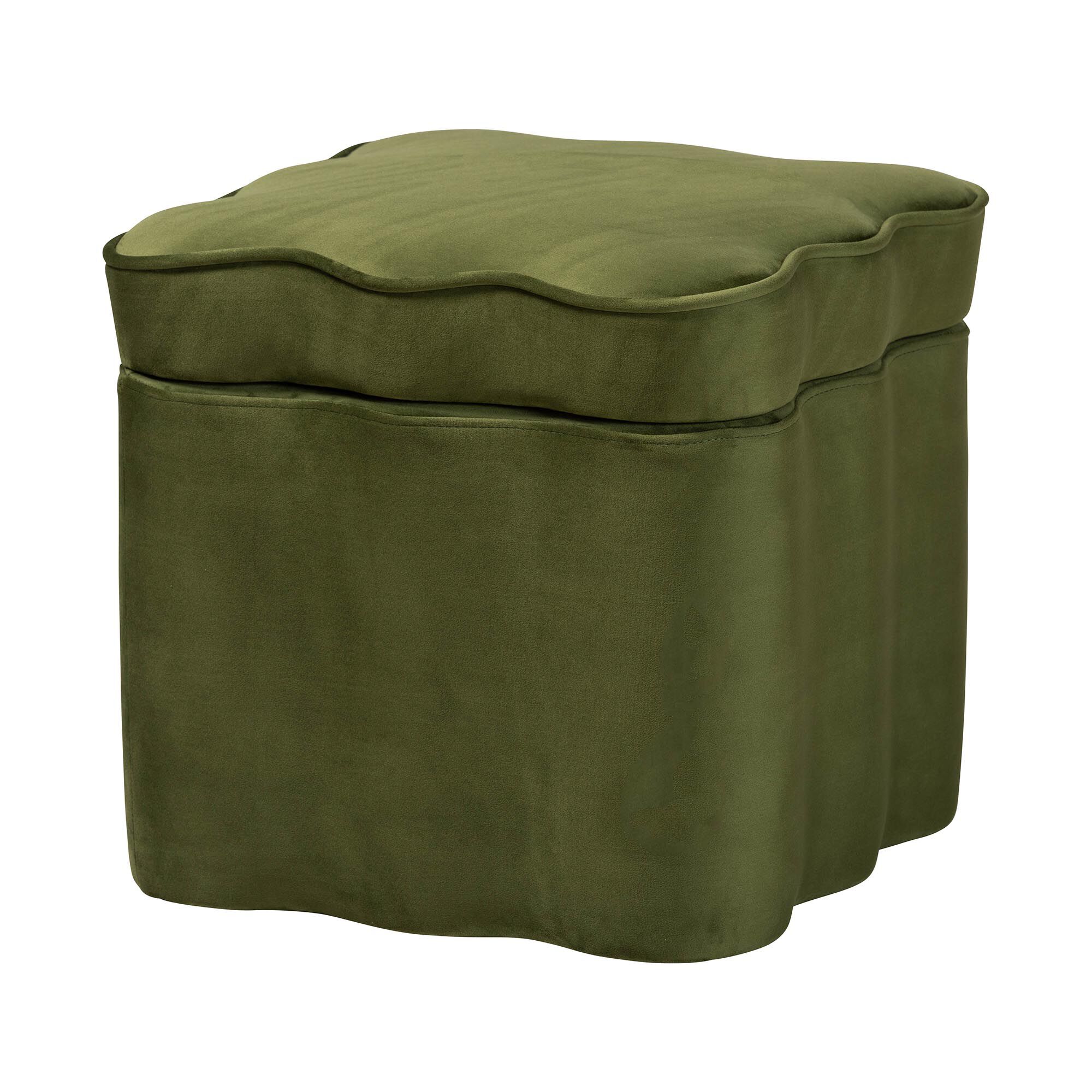 Paulina Velvet Storage Ottoman, GREEN, alternate image number 1