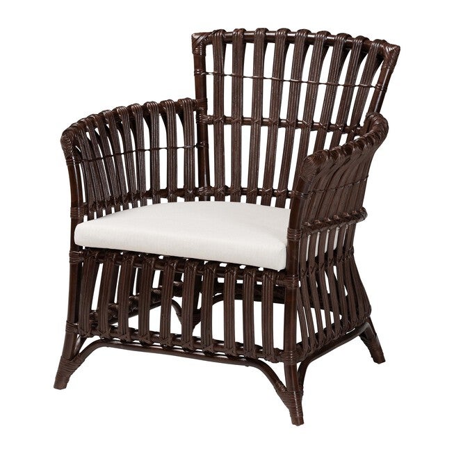 Brooklyn Bohemian Very Dark Brown Rattan Arm Chair, DARK BROWN, alternate image number null