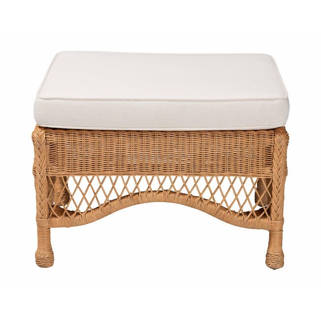 Brooklyn Bohemian Light Honey Braided Rattan Ottoman Stool, LIGHT, alternate image number null