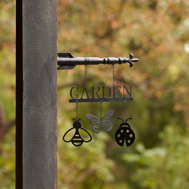 Butterfly Insect Garden Sign 15.5 inchesH, BLACK, alternate image number 1