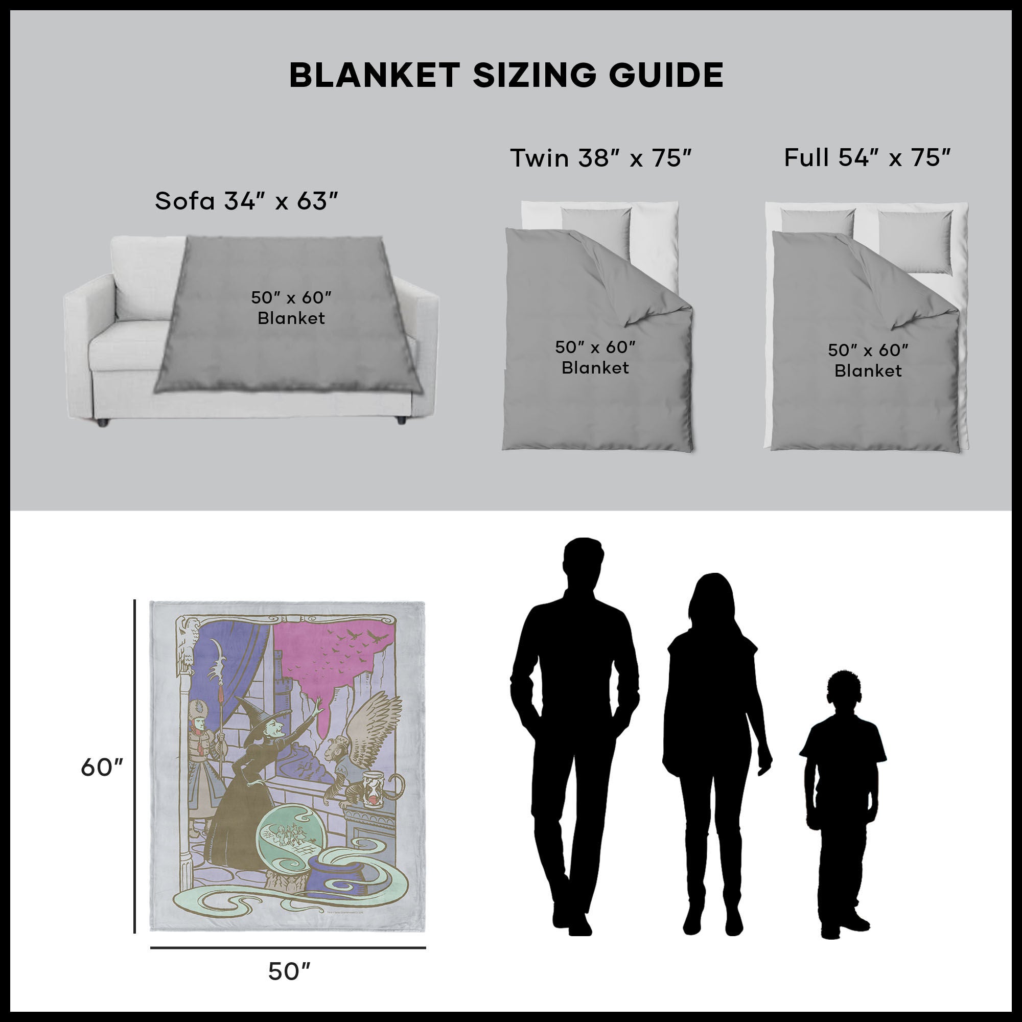 Warner Bros. The Wizard of Oz Wicked Witch Silk Touch Throw Blanket 50x60 Inches, GRAY, alternate image number 5