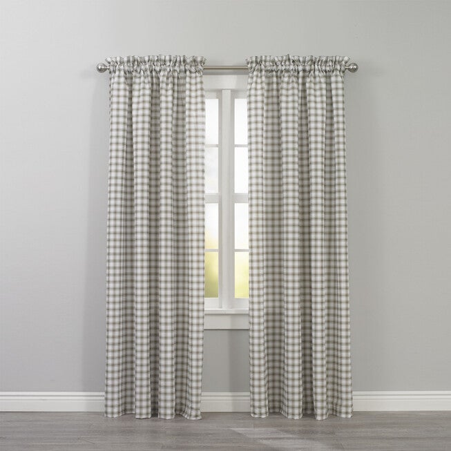 Country Check Rod-Pocket Panel, SAGE, hi-res image number 0