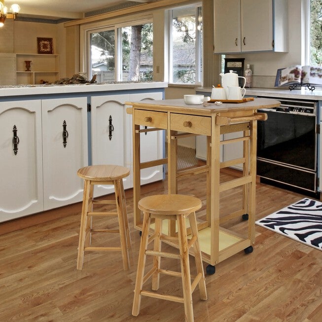 Breakfast Cart with Drop-Leaf Table-Natural, , alternate image number 7