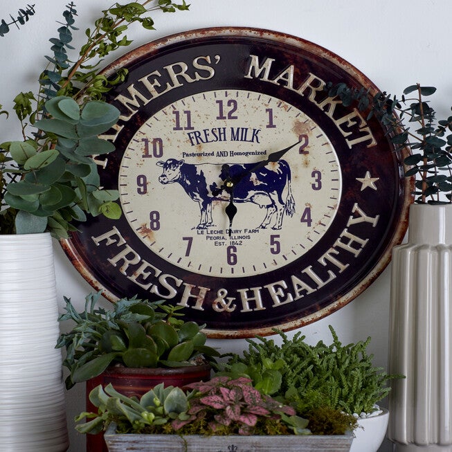 Set Of 2 Black Metal Farmhouse Wall Clock, , alternate image number 10