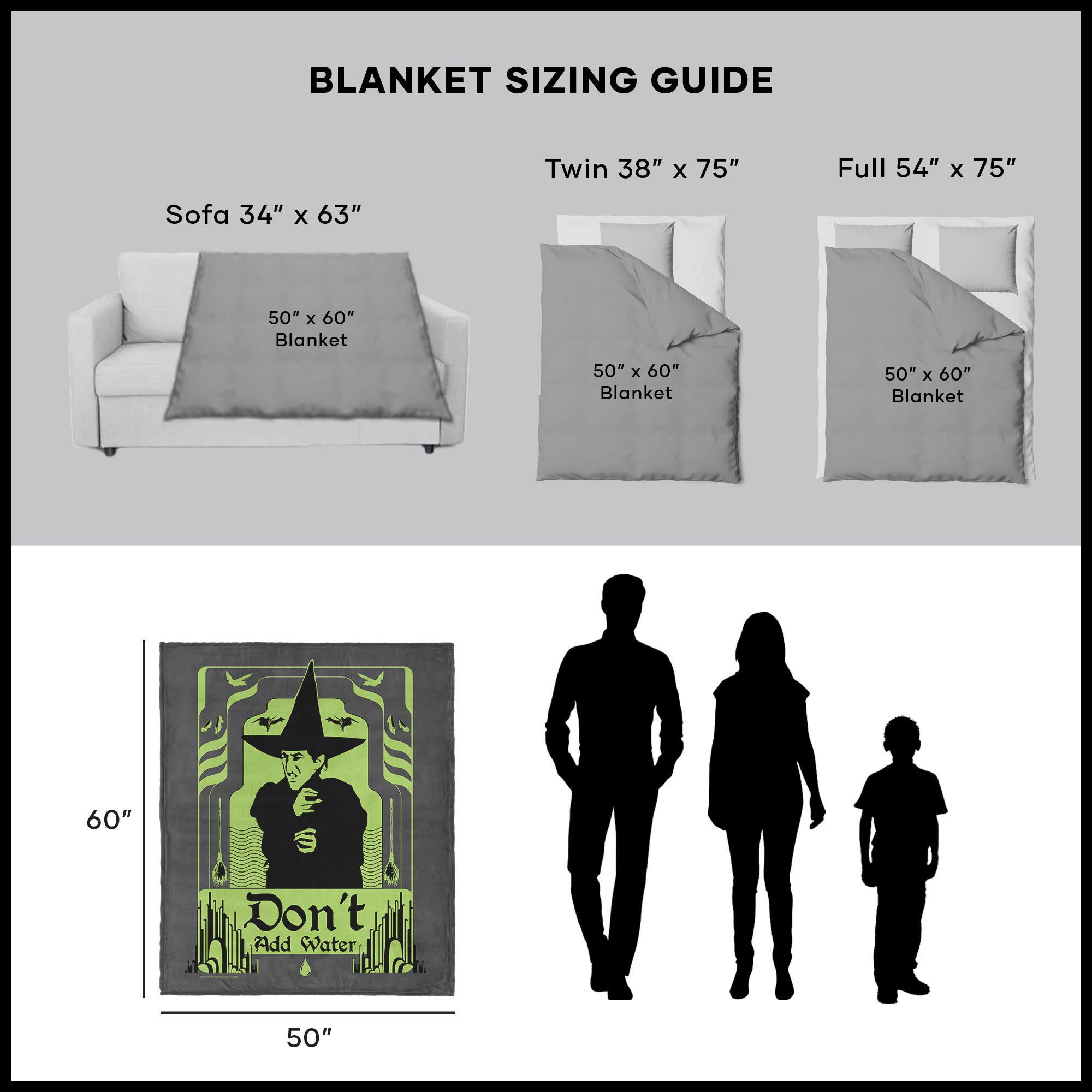 Warner Bros. The Wizard of Oz Don't Add Water Silk Touch Throw Blanket 50x60 Inches, GREEN, alternate image number 5