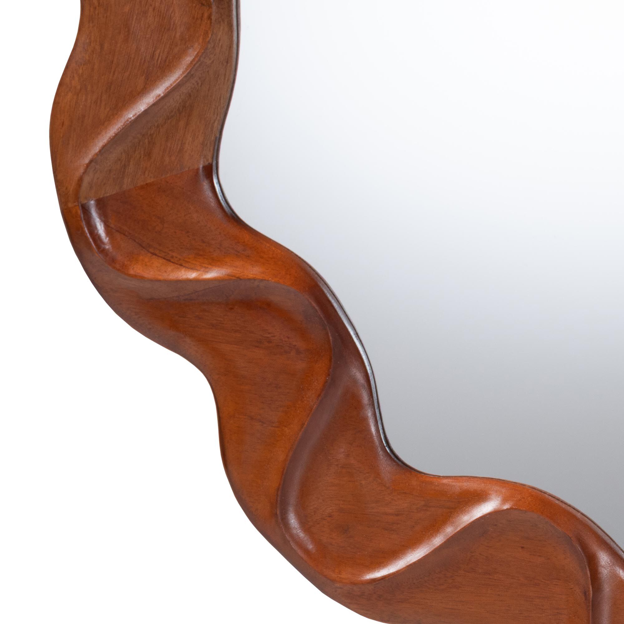 Bahati Round Wall Mirror with Sculpted Wavy Frame | King Size