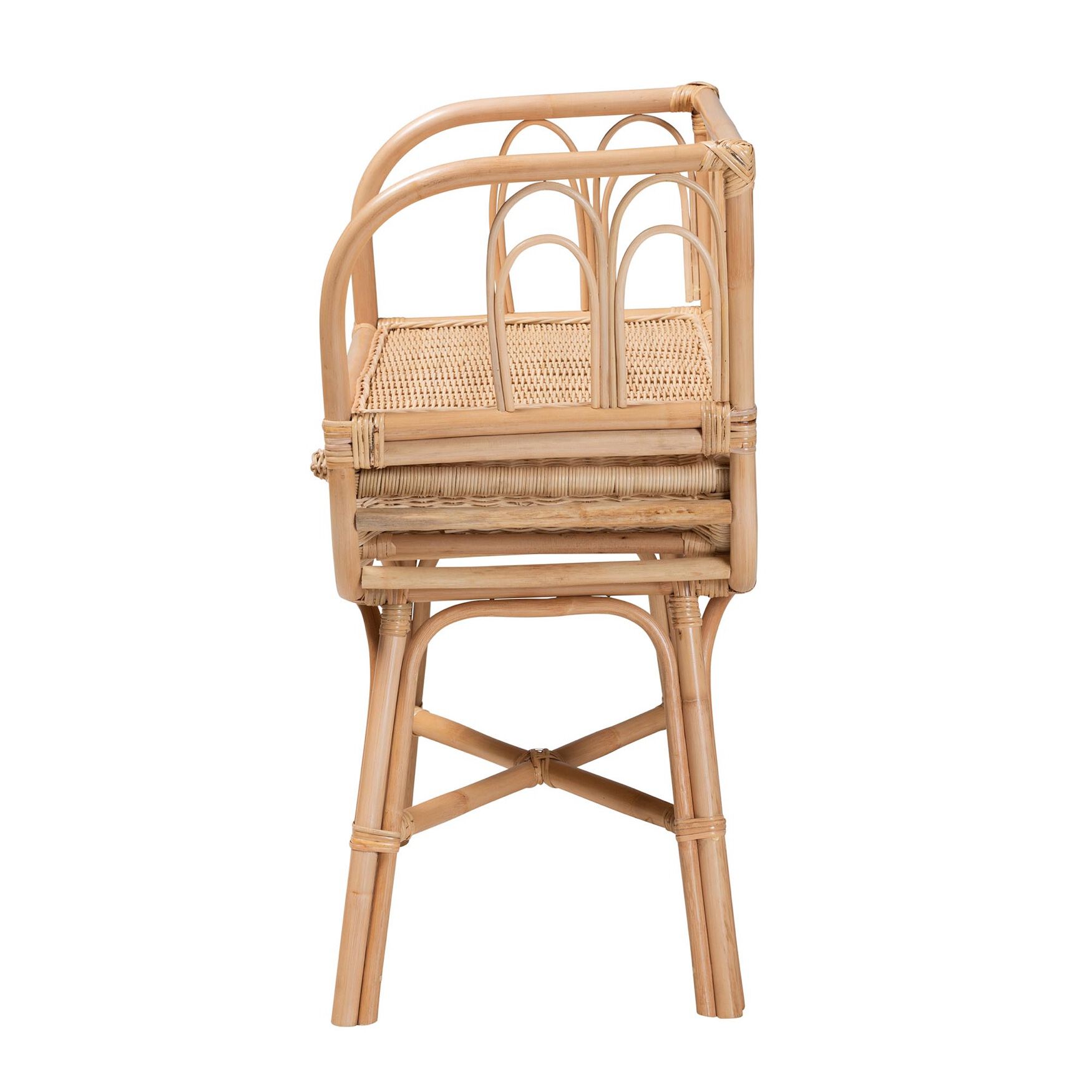 Panchali Modern Bohemian Natural Brown Rattan Nightstand, , alternate image number 3