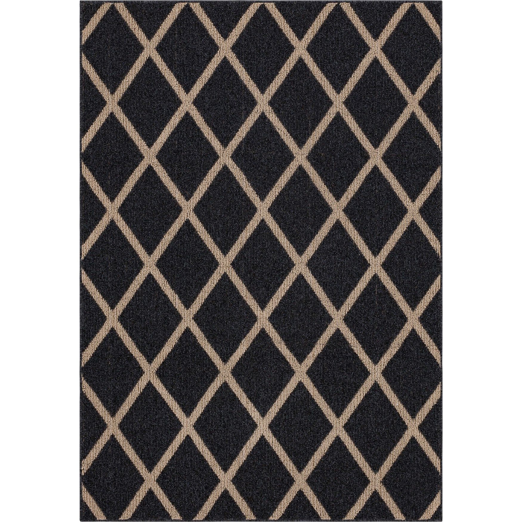 Lewis Diamond Area Rug, BLACK TAN, hi-res image number 0