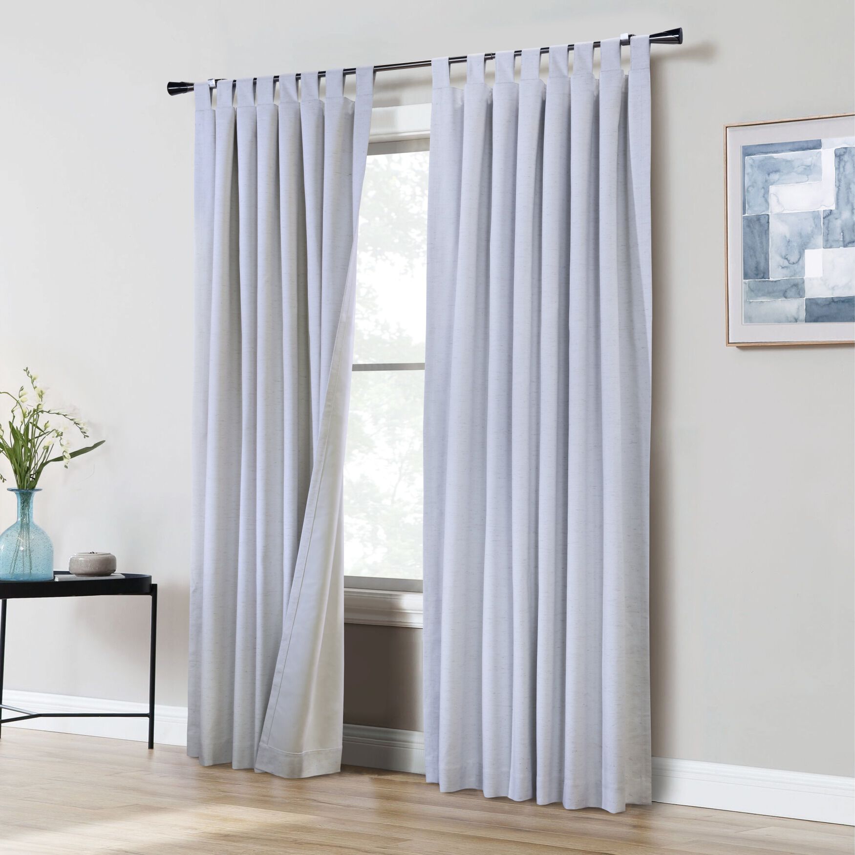 Ventura Blackout Tab Top Window Curtain Panel Pair, WHITE, hi-res image number 0
