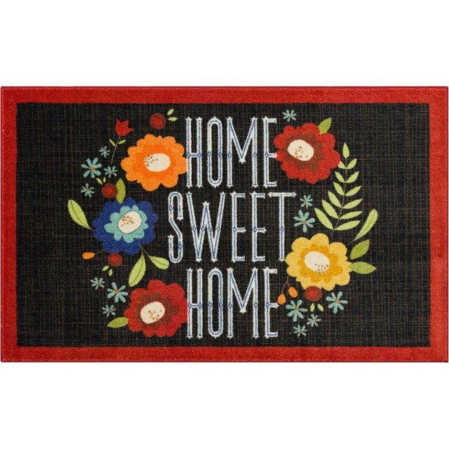 Home Sweet Flowers Kitchen Rug, BLACK, hi-res image number null