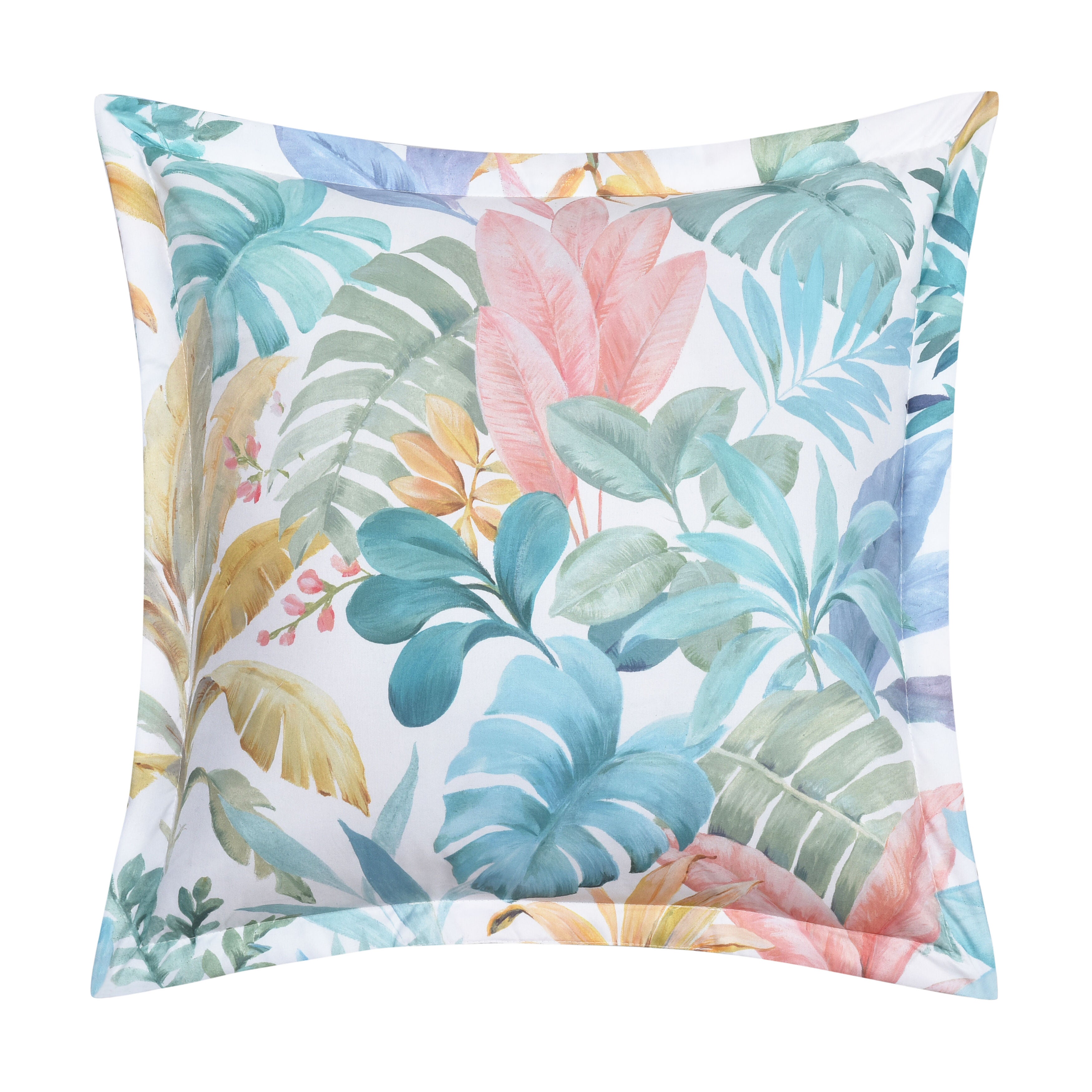 BAHAMA 18 inches SQUARE DECORATIVE THROW PILLOW, AQUA, hi-res image number 0