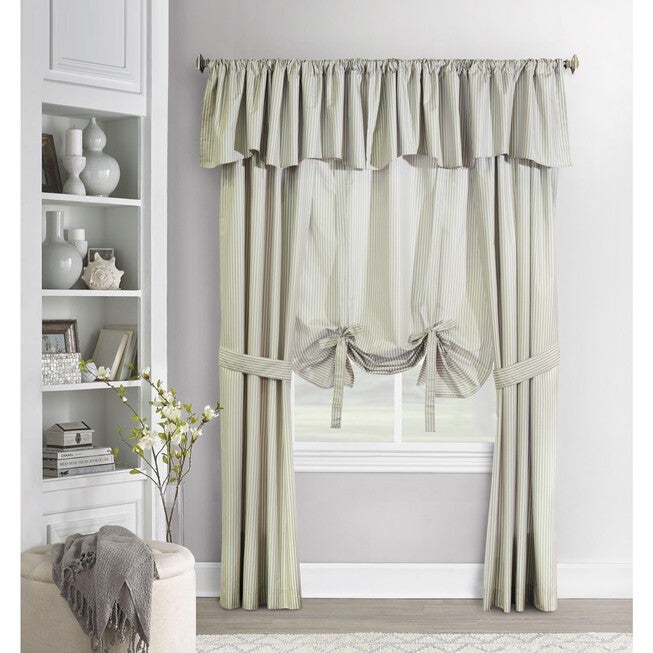 Ticking Stripe Room Darkening Pole Top Flat Valance, , alternate image number null