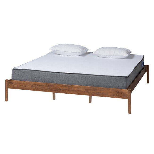 Agatis Mid-Century Modern Ash Walnut Finished Wood Bed Frame, ASH WALNUT, hi-res image number null