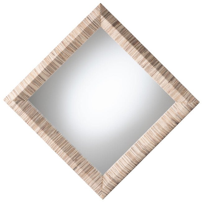 Adino Bohemian Woven Natural Grasscloth Square Accent Mirror, NATURAL, alternate image number 2
