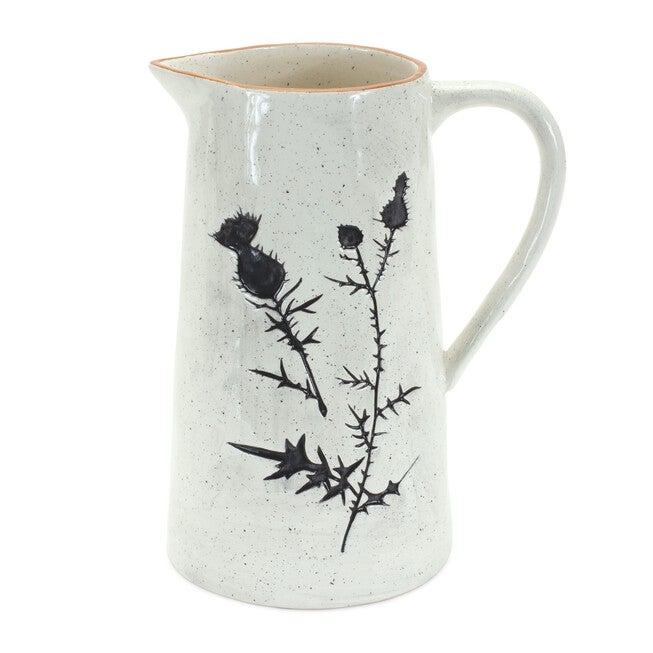 Pitcher (Set of 2) 10 inchesH Ceramic, WHITE/BLACK, alternate image number 1