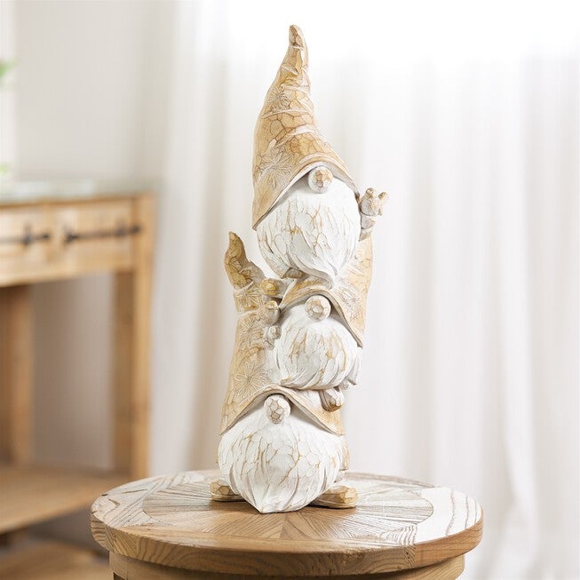 Triple Gnome Stack 23 inchesH Resin, BROWN/WHITE, alternate image number 1