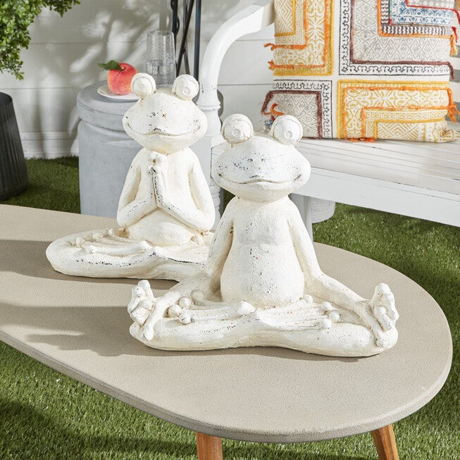 Set Of 2 White Resin Eclectic Garden Sculpture, , alternate image number null