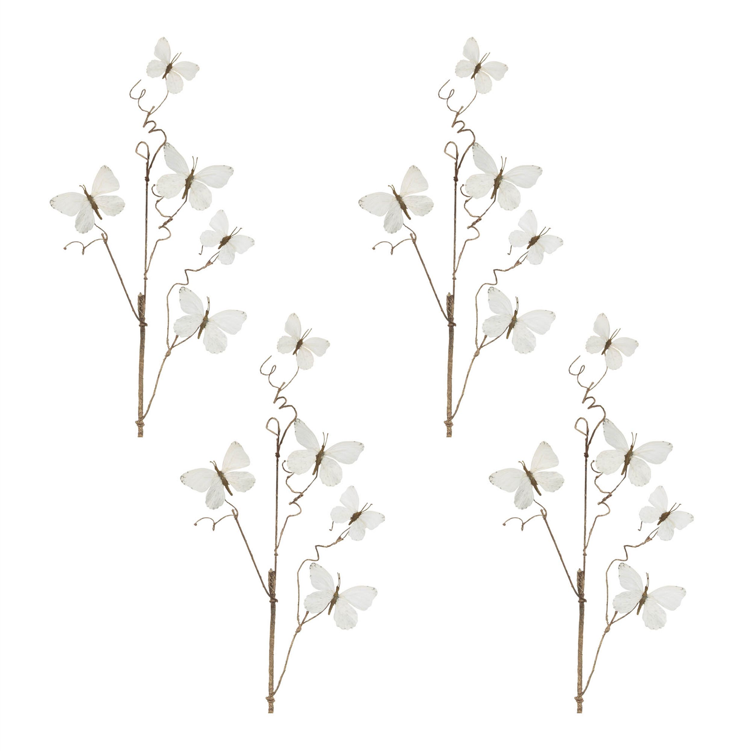 Butterfly Twig Spray Set of 4, WHITE, alternate image number 2