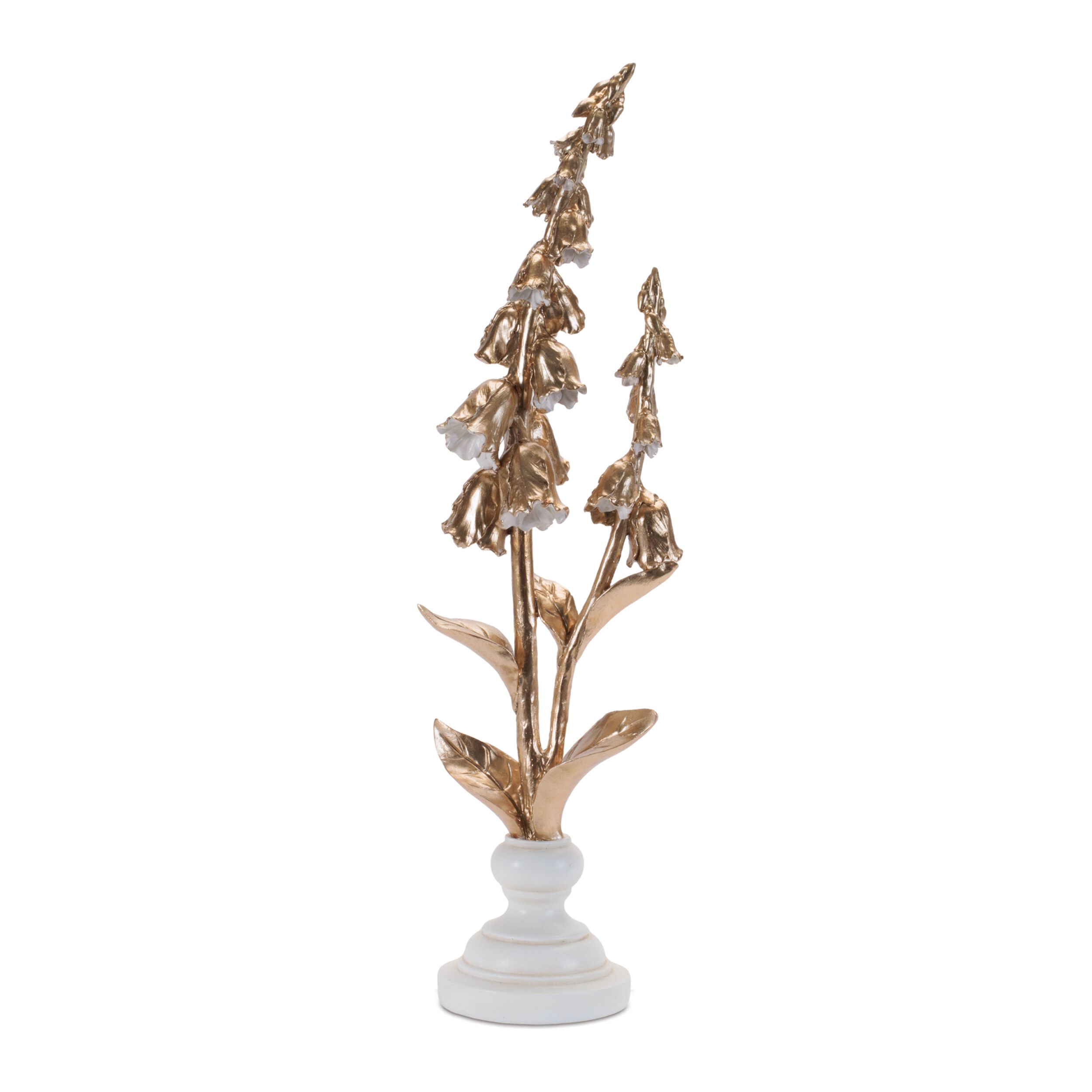 Ceramic Floral Stem Sculpture Set of 3, GOLD WHITE, alternate image number 3