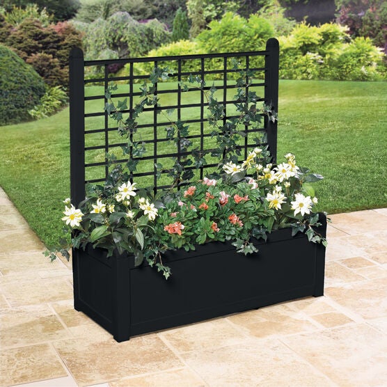 Flower Box With Trellis, BLACK, hi-res image number null