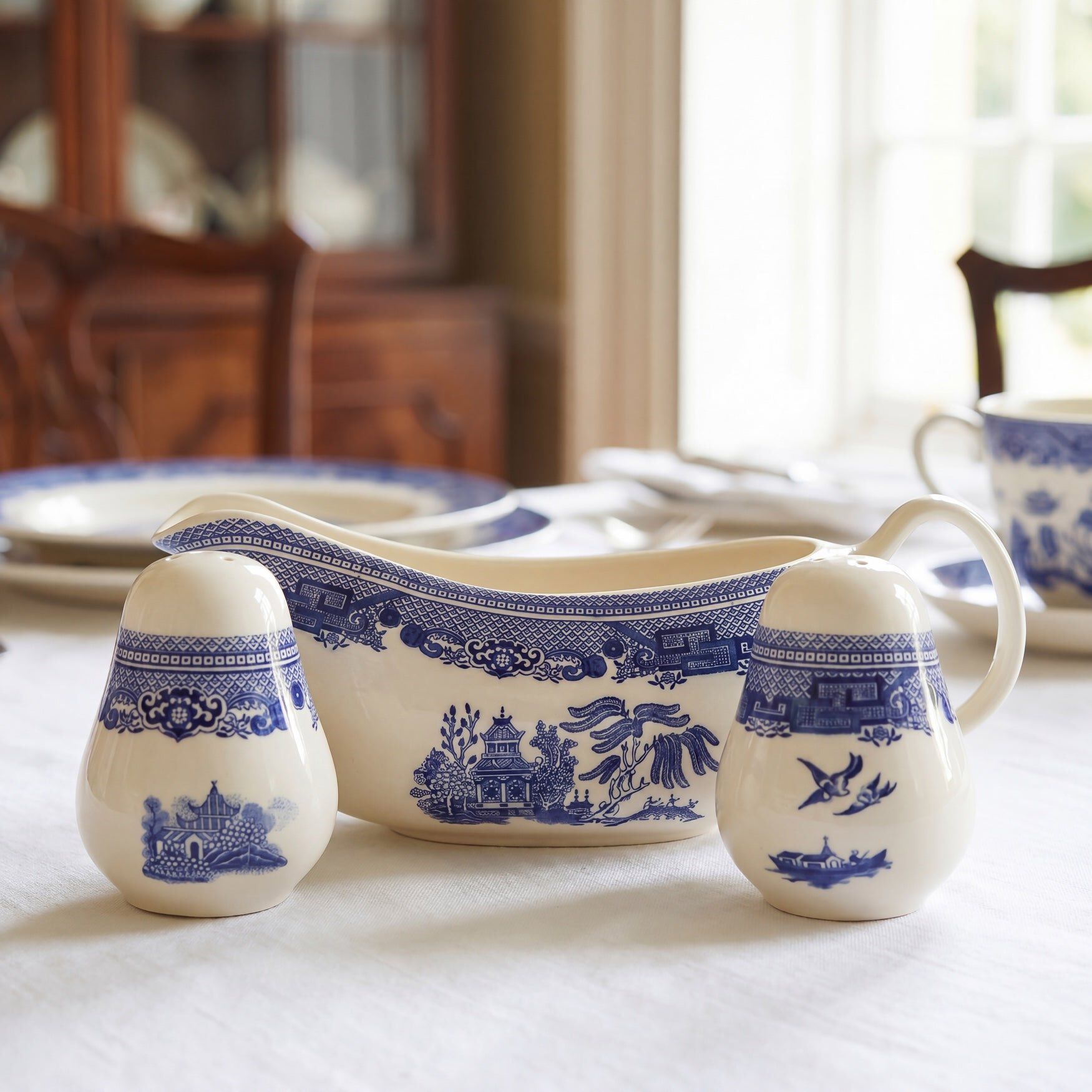 3-Pc Salt & Pepper Shaker with Gravy Server, BLUE, hi-res image number 0