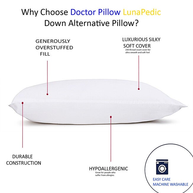 The Luna Pedic Ultra Cloud Pillow, WHITE, alternate image number 4
