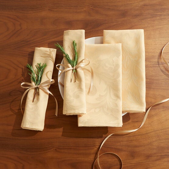 Damask Set of 4 Napkins 20" Sq., GOLD, hi-res image number null