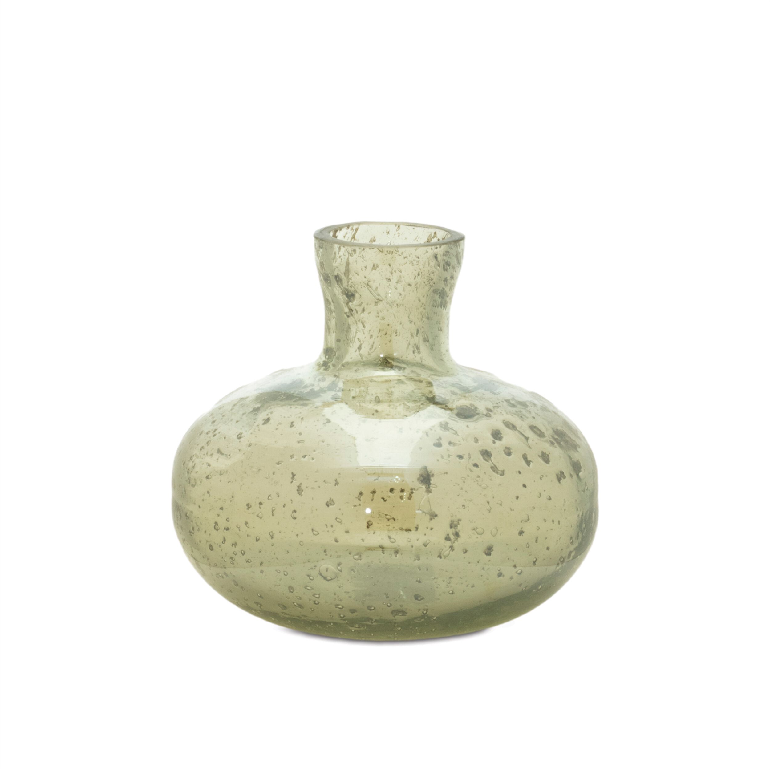 Bubbled Glass Bud Vase Set of 3, GREEN GRAY, alternate image number 3