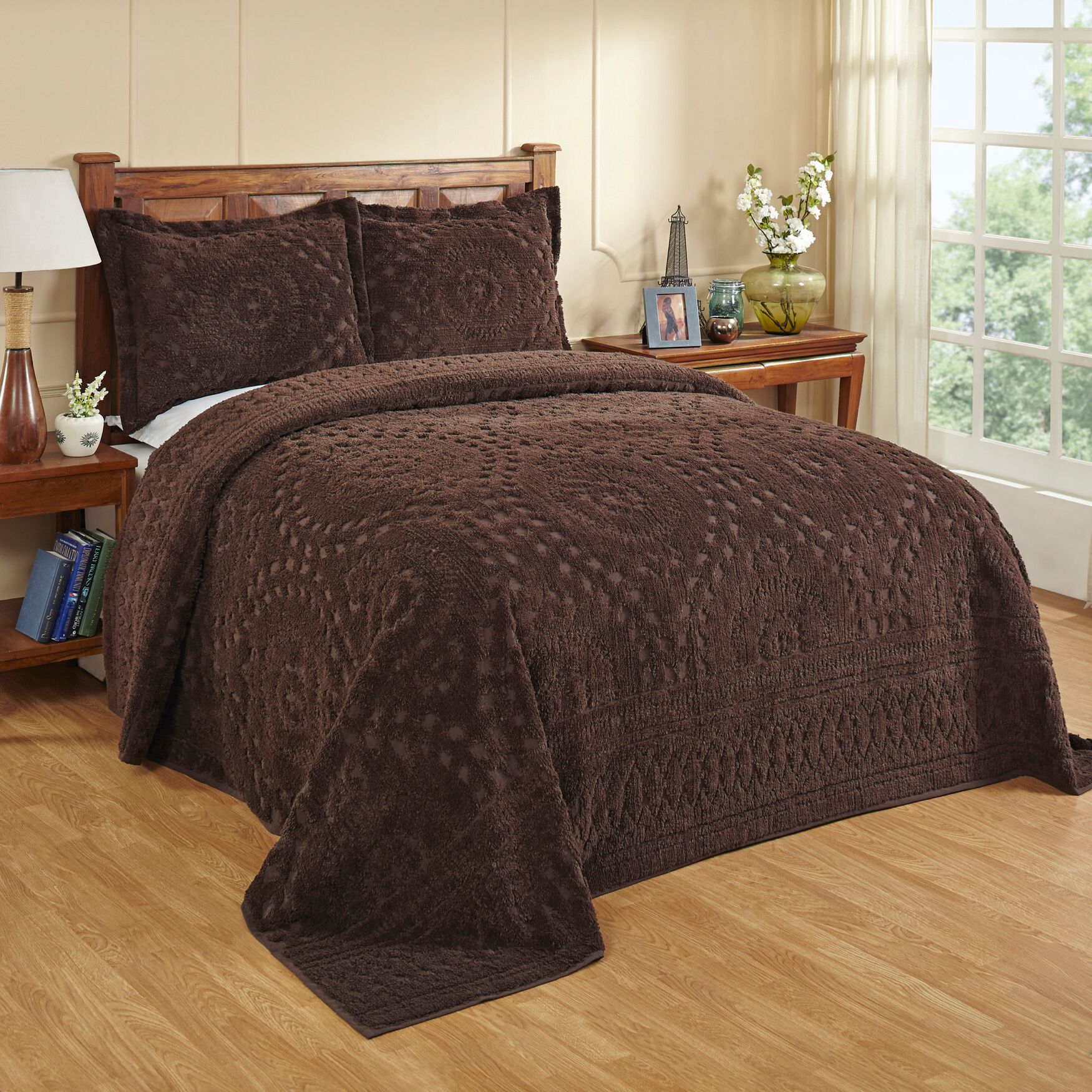 Rio Collection Chenille Bedspread , CHOCOLATE, hi-res image number 0