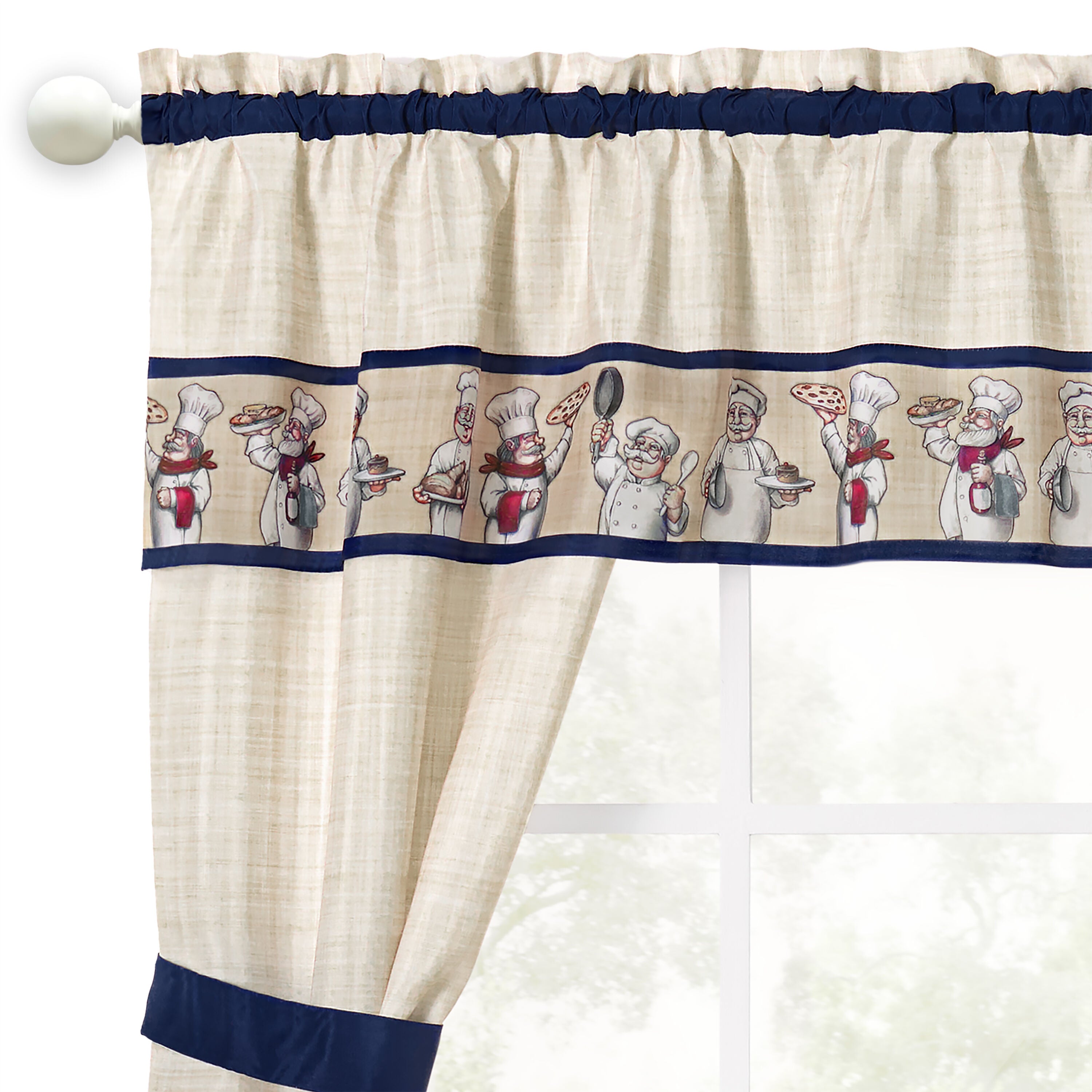 Bon Appetit Printed Cottage Window Curtain Set, MULTI, alternate image number 2