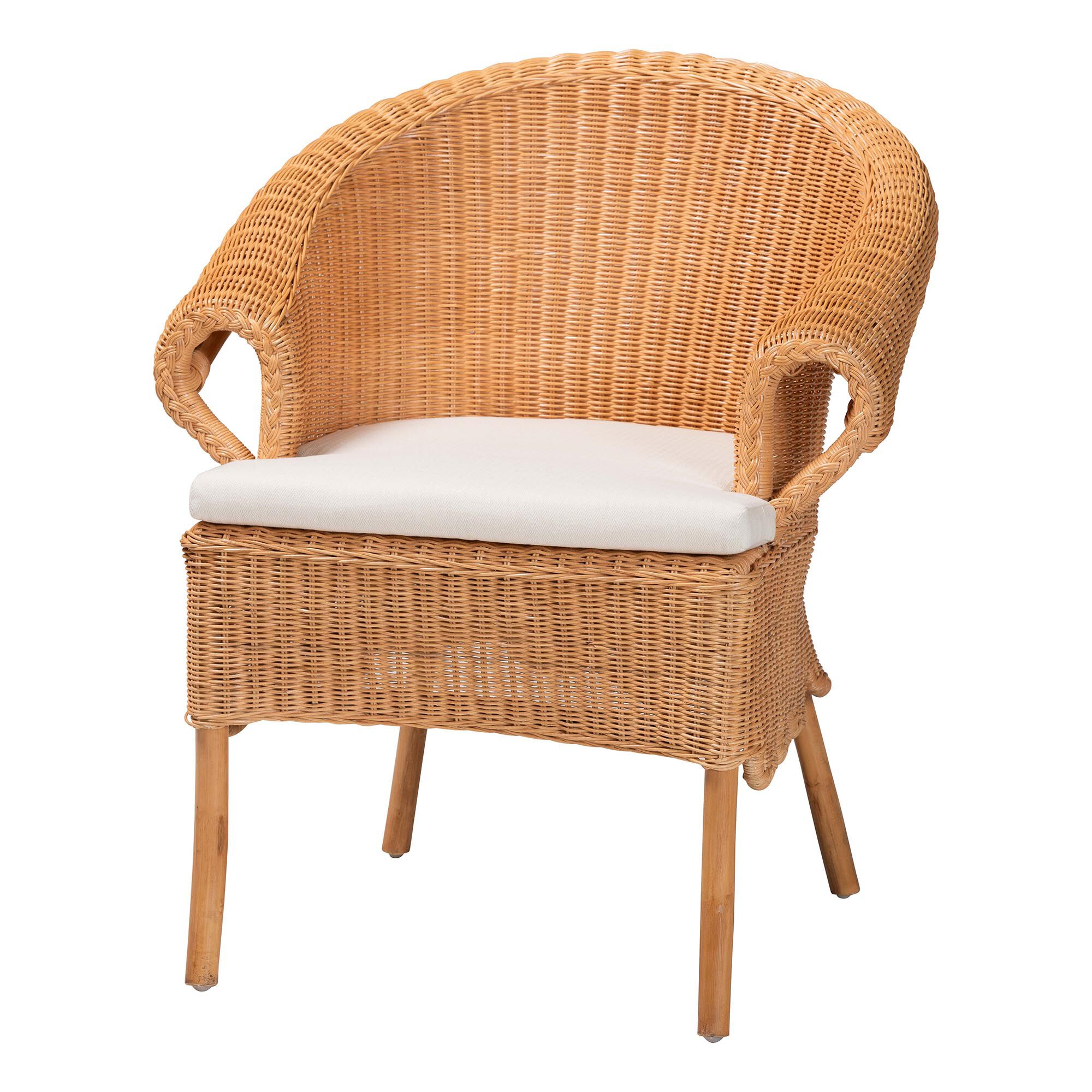 Tamara Bohemian Braided Honey Rattan Dining Chair, HONEY, alternate image number 1