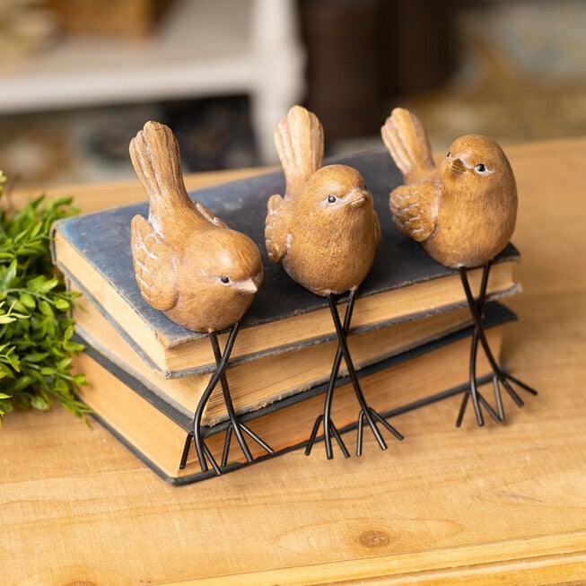 Etched Bird Shelf Sitter (Set of 6), BROWN/BLACK, alternate image number null